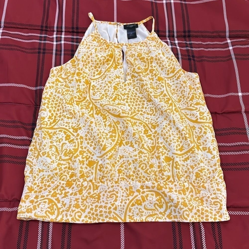 Ann Taylor Yellow Floral Tank Extra Small